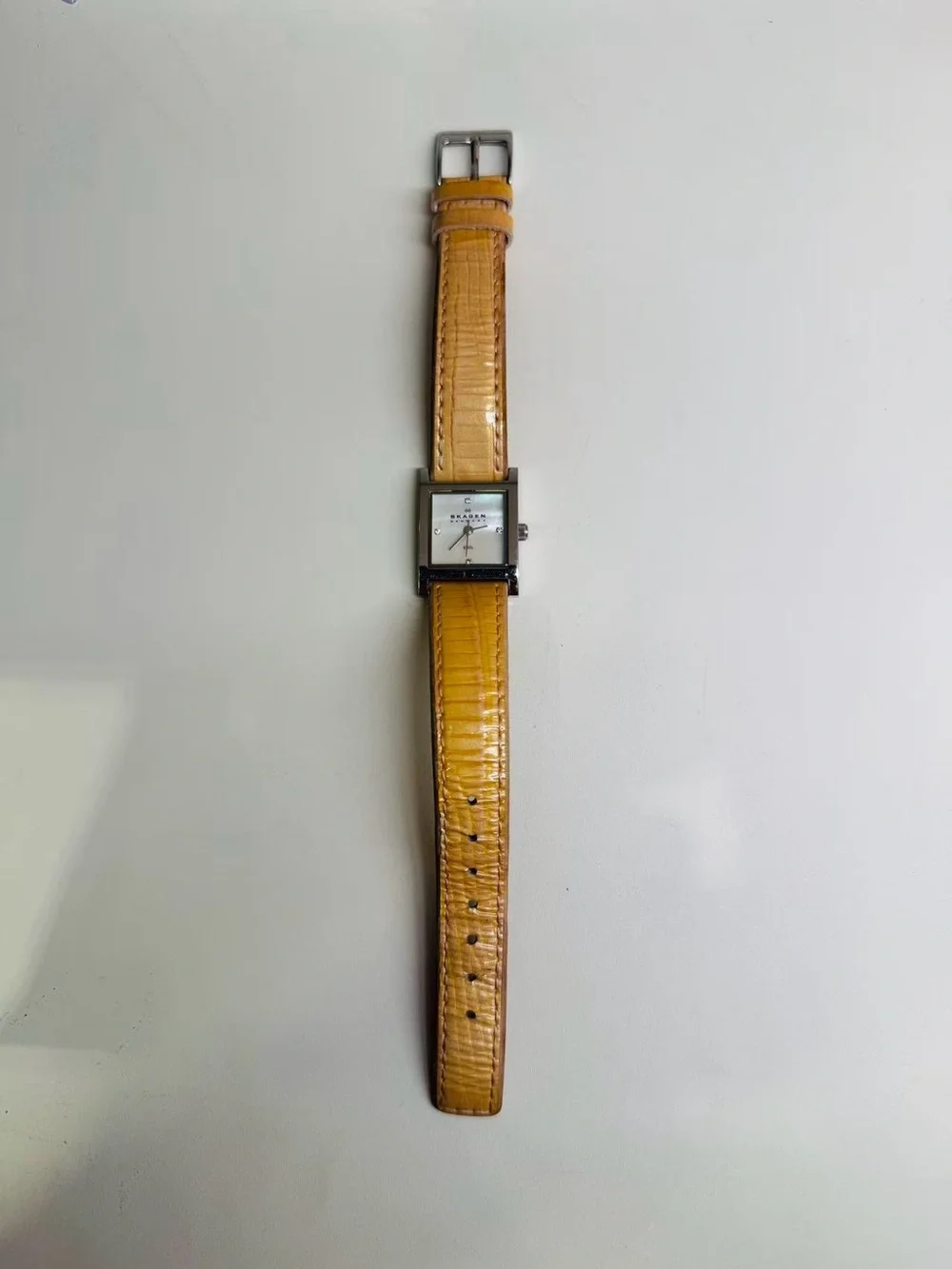 Vintage Skagen Denmark Women’s Quartz 20mm Watch Pearl Dial New Battery Runs